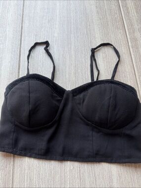 Black Longline Bustier Crop Top - Women Intimates & Sleepwear